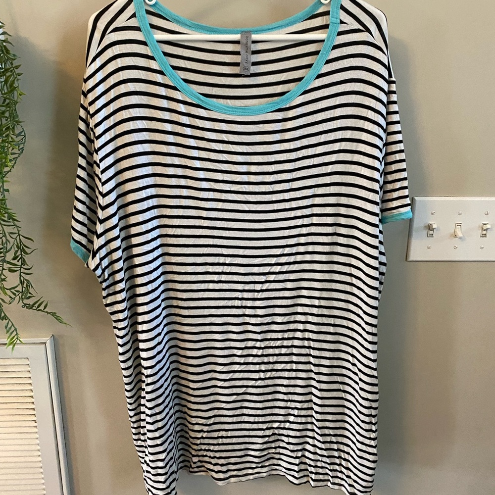 Honey Me 3X Black & White Stripe Shirt